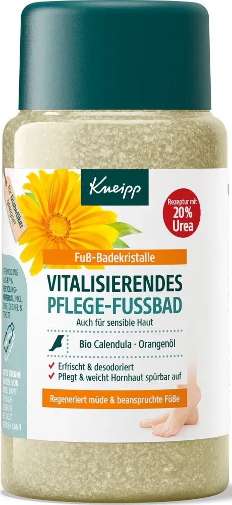 Kneipp Fussbadekristalle Calendula Orangenöl - Mit pflegendem Jojobaöl - Für Diabetiker geeignet - vegan