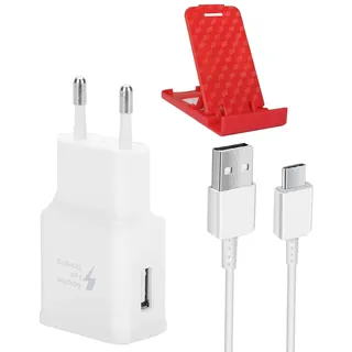 Ladegerät 15W USB Schnellladegerät mit 1,5M USB C Ladekabel Handy Halter für Samsung Galaxy S20 S10 S9 S8 A13 A14 A15 A32 A33 A34 A52 A53 A54 A56 M55 M54 M53 M35 M34 M33 Android Fast ladestecker