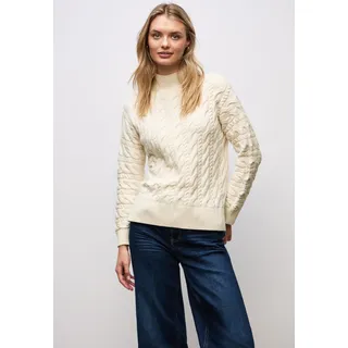 STREET ONE Pullover mit Zopfmuster, soft beige, 38