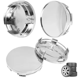 UIEXAY 4 Stück Nabendeckel 60mm,Radnabenabdeckung Polierte Oberfläche, Universal Radnabenkappen aus Hochwertiges ABS, Silber Felgenkappen Ersetzen Kompatibel