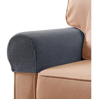 Sesselbezug 2er-Set, wasserdichter und rutschfester Sesselbezug aus elastischem Spandex-Stoff für Sessel, Sofas und Liegesessel (Dunkelgrau)