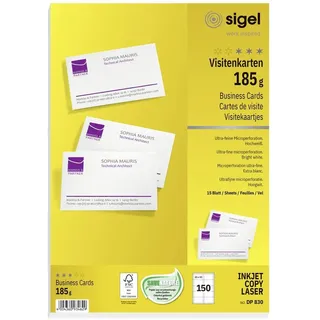Sigel Visitenkarten DP830 matt weiß 185 g/qm, 150 St.