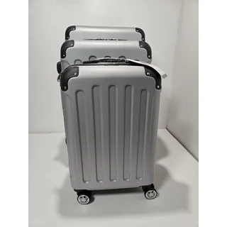 BEIBYE TSA-Schloß Zwillingsrollen 3 Tlg. Reisekofferset Koffer Silber(5036 E1+)