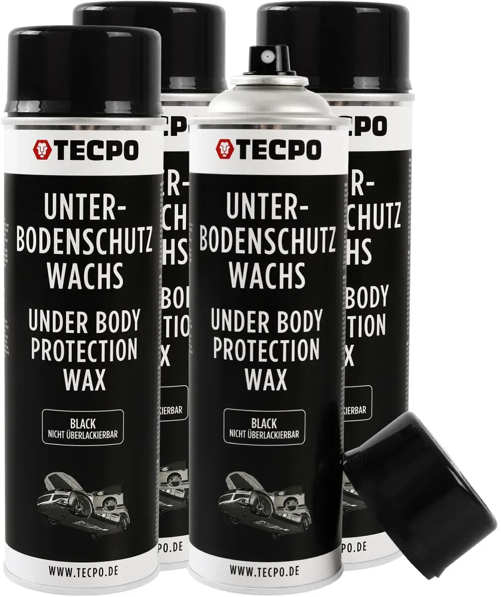 4x TECPO Unterbodenschutz Wachs schwarz, 500 ml