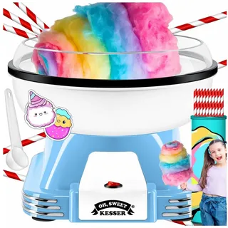 Kesser KESSER® Zuckerwattemaschine Set für dein zuhause - Mit 30x Zuckerwatte Stäbchen & Messlöffel - Retro Cotton Candy Maschine - Zuckerwatte Maschine