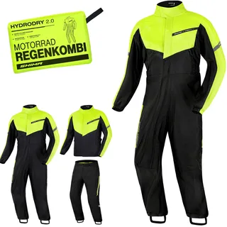 SHIMA HYDRODRY 2.0 Motorrad Regenbekleidung Kombi Wasserdicht Reflektierend Damen Herren Set Regenkombi Waterproof Regenschutz Atmungsaktiv Motorradkombi (Motorradanzug Unisex, Fluo, L)