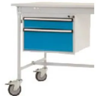 "Unterbaugehäuse - mobil - grau/blau - 2 Schubfächer - B500xT580xH360 mm - komplett - \"BASIS\""