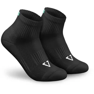 TREAZY Halbhohe Socken Quarter Socken aus Bio-Baumwolle (Schwarz | 39-42 | 6 Paar) – Schweiß und blasenfrei dank extra Lüftungskanälen und anatomischer Passform – besonders langlebig - 39-42