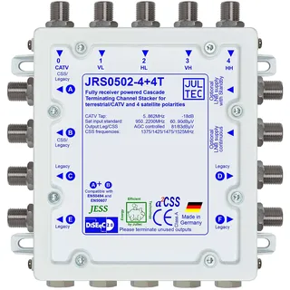 Jultec JRS0502-4+4T Einkabelumsetzer stromsparend1 Satellit bis zu 12 Teilnehmer Multischalter