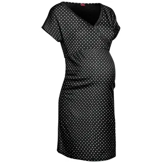 LASCANA Damen Umstandsnachthemd schwarz mit weißen Punkten Gr.36/38