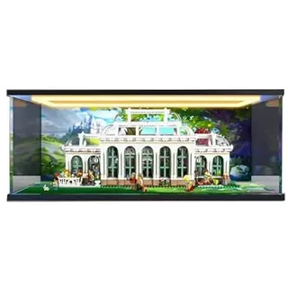 HCAEIOFJ Transparente Acryl-Vitrine für Lego City 21353, anwendbar für den botanischen Garten, als Geschenk (nur Vitrine) (Hintergrund + Oberlicht)