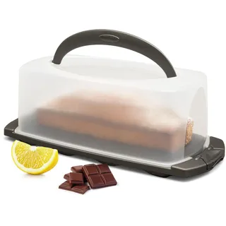 Hausfelder Kuchen Transportbox rechteckig, Kuchenbox für Kastenkuchen, Kuchentransportbox Kastenform und Kuchenbehälter länglich, Box 34 x 17 x 12 cm