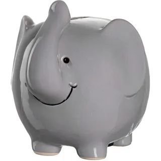 LEONARDO Bambini Elefant Spardose, Keramik Sparschwein mit Schlüssel, Geschenk für Kinder, Jungen Mädchen, 11,5 cm, grau