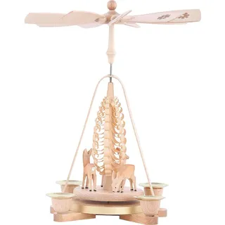 Richard Glässer GmbH Seiffen Erzgebirgische Volkskunst Richard Glässer GmbH Weihnachtspyramide Rehe geschnitzt, 28 cm, hoch, natur, original Erzgebirge