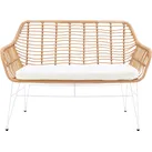 Sitzbank SALESFEVER "Wels Komfortable Bank", beige (natur, weiß, weiß), B:120cm H:85cm T:69cm, Metall, Polypropylen, Sitzbänke, Küchenbank Sitzbank Rattan-Sofa, Indoor- und Outdoor geeignet