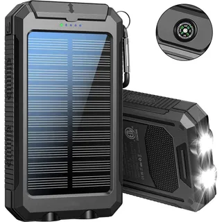 Hiluckey Wireless Solar Powerbank 26800mAh Wasserdichtes Solar Ladegerät USB C Externer Akku mit 4 Outputs, Power Bank für Smartphones, Tablets und mehr