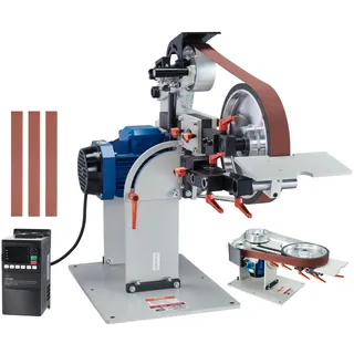 Vevor Bandschleifmaschine, 72 x 2 Zoll Bandpolierer mit variabler Geschwindigkeit und VFD, 1500 W Messerschärfer mit 3 Schleifformen und 3 Schleifbändern für die Metallbearbeitung, kompatibel mit 72"- 82 x 2" Bändern