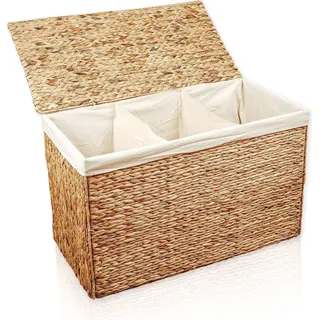 lycce Wäschesortierer Wasserhyazinthe 150L, 3 Fächer Stoffeinsatz