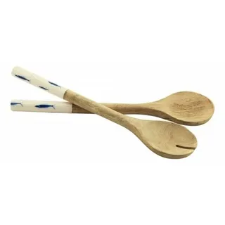 Salat-Besteck Fische ca. 30 cm  Mangoholz emailliert