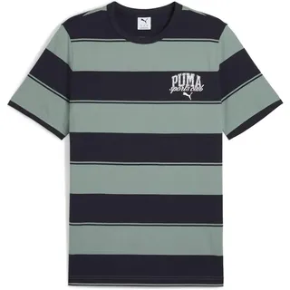 Puma Unisex Class Stripe AOP Tee T-Shirts, Green Moon,