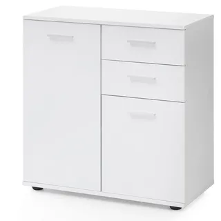 FineBuy Kommode mit Türen & Schubladen 71 x 78 x 35,5 cm Schrank Holz, Flurschrank modern, Mehrzweckschrank klein, Anrichte Sideboard matt, Kommodenschrank Flurmöbel