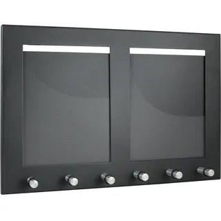 HMF Schlüsselbrett mit 2 Bilderrahmen | 6 Schlüsselhaken | 29 x 20 x 4 cm | Schwarz