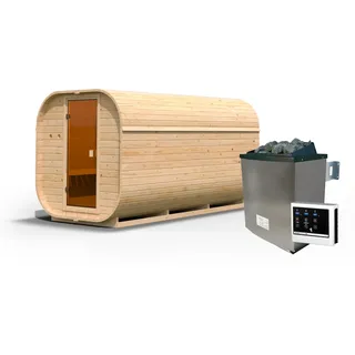 Karibu Saunahaus Fasssauna Quadro 3 - 38 mm 9 kW Ofen inkl. Steuergerät