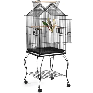 Yaheetech Vogelkäfig Wellensittlichkäfig mit Ständer Vogelvoliere Käfig Vogelhaus 145 cm hoch
