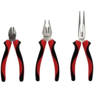 Gedore red Zangen-Satz, Werkzeug-Set mit Kombinationszange/Seitenschneider/Flachrundzange, R28002003