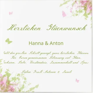 Glückwunschkarte zur Hochzeit selbst gestalten - Schmetterling - Weiß | Wunderkarten.de