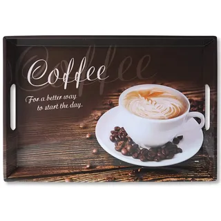 KESPER Tablett, Serviertablett, Coffee, Maße: 50 x 35 x 4,5 cm, Melamin, Braun
