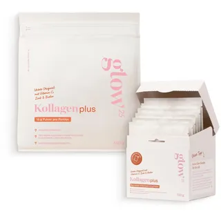 Glow25® Bundle Collagen Plus [450g] + Collagen Plus Sachets [10 Stück] - Kollagen Hydrolysat mit Vitamin C, Zink und Biotin - Peptide Typ 1 und 3 - Gute Löslichkeit - Neutral