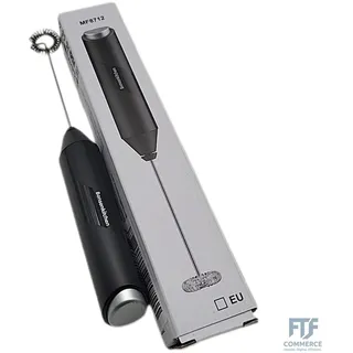Bonsenkitchen Elektrische Milchaufschäumer, Handheld Milchschäumer Stab für Kaffee, Geschenkschaumbereiter für Kaffeeliebhaber, Latte Macchiato, Cappuccino, batteriebetrieben, Kaffeemixstab-Schwarz