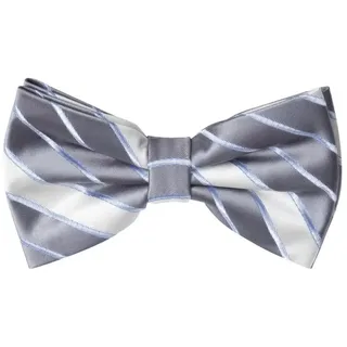 Fabio Farini Fliege Graue Herren Fliegen - Männer Querbinder Vorgebunden Bowtie (Gestreift) Streifen - Weiß/Hellgrau/Hellblau - Dolphin Gray/Aluminium/Cool Blue bunt