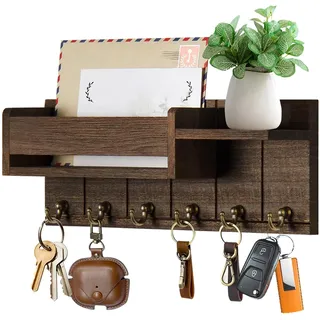 LUPATDY Schlüsselbrett mit Ablage,Schlüsselkasten Holz,mit 6 Schlüsselhaken,Schlüsselkasten Modern,Schlüsselhalter Wand für Wohnzimmer, Küche, Büro, Flur, Schlafzimmer,Holz