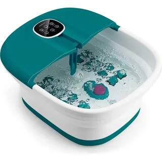 Elektronische Fußsprudelbäder mit 3 Massagemodi & Heizfunktion, Faltbares Fußmassagegerät mit Shiatsu Rollen & Bimsstein, Fussbad Massagegeraet...