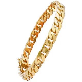 HOPLO Goldarmband Goldarmband Panzerkette Breite 7,0 mm - 19 cm massiv 585-14 Karat Gold, Made in Germany 19 cm Damen Armkette