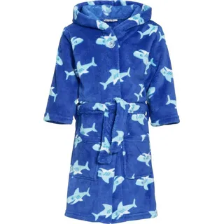 Playshoes Fleece-Bademantel Hai, blau 122/128