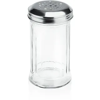 Was 6x Streuer 13,5 cm, 300 ml Zuckerstreuer groß Edelstahl, Glas