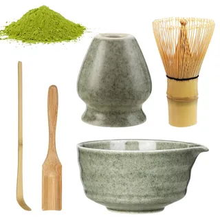 Matcha-Set,5 Piece Matcha Besen Set,Matcha Kamm, Matcha Schale, Matcha Ständer, Matcha Teelöffel und Matcha Esslöffel,Für Teeliebhaber Anfänger, die beste Wahl für Geschenke