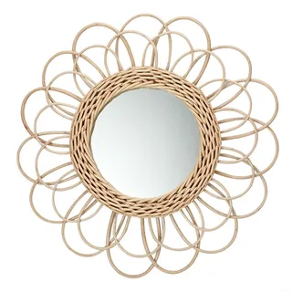1 Spiegel Rattan Runder Spiegel Rustikaler Handgewebter Spiegel Badezimmer