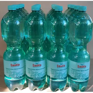 Saskia Natürliches Mineralwasser Medium, 16 x 1,5 Liter, Einwegflasche
