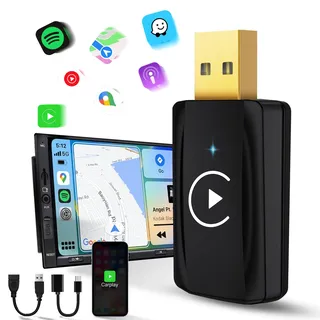 MSXTTLY Carplay Wireless Adapter, Wireless Carplay Stick Mini Konvertieren Sie Wired Carplay to Wireless,USB C/A, Nur für Autos mit CarPlay & iOS 10+ i Phone, Nicht mit Android Auto