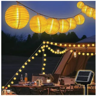 salcar 10m Camping Solar LED Lichterkette Lampion Außen, 30 LED Licht Laterne, Lampions Hängend Wetterfest IP44, Solarleuchten Garten Weihnachtsdeko, Warmweiß