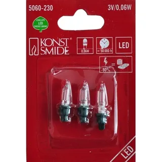 Konstsmide 5060-230 LED Ersatzbirne 3er-Blister, kalt weiß, 3V, 0,06W grüne Steckfassung
