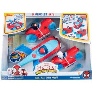 SpiderMan Spidey und Seine Super-Freunde SNF0346 - Team Split Racer, 3 in 1 Fahrzeug mit Sound, ab 3 Jahren