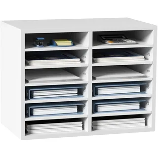 VEVOR Briefablage Schreibtisch Organizer 520 x 305 x 410 mm, 2,3–5,6 cm Einstellbar A4 Stapelbar, Papierablage, Aufbewahrung Schreibtisch Ablagesystem Organisation, Ablage (Weiß, 2 x 6 Fächer)