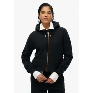Superdry Damen. W2012358A Hoodie mit Reißverschluss und Logo schwarz (M), Lässig, Baumwolle, Nachhaltig