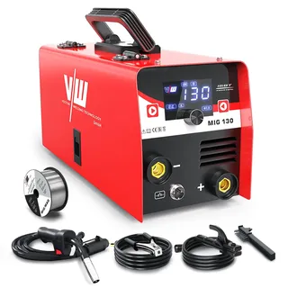 VECTOR WELDING Fülldraht Schweißgerät 130 A, MIG MAG Schweissgerät für Anfänger, IGBT Interver Schweißgerät mit Elektrodenschweißfunktion, Schweißgerät Fülldraht ohne gas