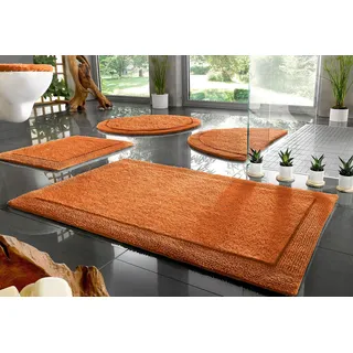 Badematte MY HOME "Kapra, Badvorleger, Badezimmer Teppich" Gr. 10, orange (terra), H:14mm, Baumwolle, Badematten, mit Bordüre, Badteppich, Badematte, Baumwolle
